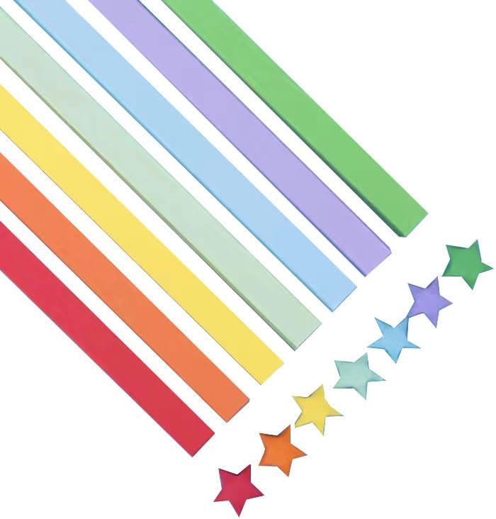 1080 Sheets Origami Star Paper 7 Assortment Color Strips Double Sided Lucky Star Decoration Folding Paper for DIY Hand Art Supplies (7color-1080 sheets) by YYaaloa
