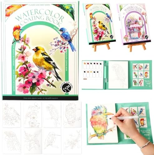 Creative Stress Relief Kit: Watercolor Workbook & DIY 3-Fold Painting Pad for Beginners & Adults, All-in-One Travel Art Set (B Set), Relaxation Gift by Unknown