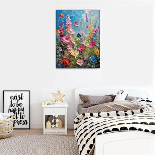 MIRCVSH Wild Flowers Paint by Numbers Kit for Adults Framed,Paint by Number for Adults,Floral Adults' Paint-by-Number Kits on Canvas with Wooden Easel for Home Wall Decor 12X16 Inch - Image 3