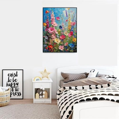 MIRCVSH Wild Flowers Paint by Numbers Kit for Adults Framed,Paint by Number for Adults,Floral Adults' Paint-by-Number Kits on Canvas with Wooden Easel for Home Wall Decor 12X16 Inch - Image 3