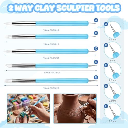 18 Pcs Dotting Tools Silicone Clay Sculpting Tool Ceramic Clay Ball Stylus Pottery Embossing Tool for Rock Modeling Blending, Drawing - Image 2