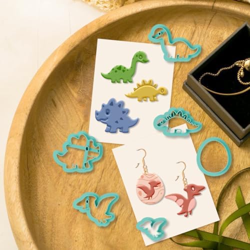 beinkmake 19Pcs Jurassic Dinosaur Polymer Clay Cutters Clay Earrings Cutter - Image 3