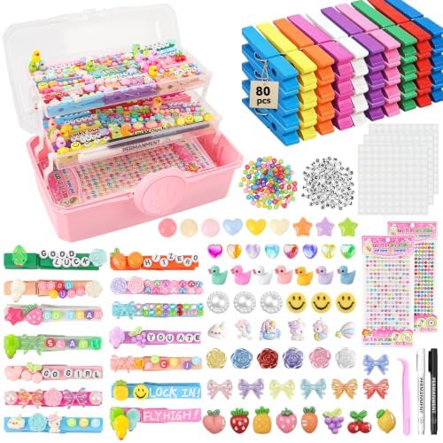 1350Pcs Cheer Pin Kit with 3-Tier Box, DIY Cheer Pins Spirit Clips Supplies, 80 Cheer Clothes Pins for Crafts, Clothespin Decorating Kit for Dance Volleyball Team, Sports Events Cheerleader Gifts Bulk by Unknown