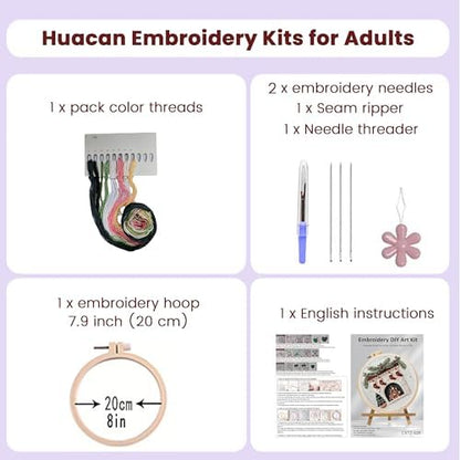 Huacan Embroidery Kits for Adults Beginner DIY Cross Stitch Stamped Christmas Pattern Stitching Fireplace Sewing Kit 1 Piece 7.8 x 7.8 Inch - Image 2