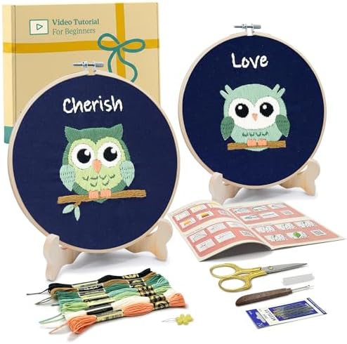 Bradove Owls Embroidery Kit for Beginners with Patterns by Bradove