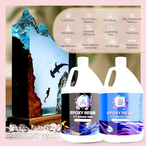 Pmbqifay Epoxy Resin 2 Gallon Kit, Clear Resin Epoxy, Resin Kit - High-Gloss,No Bubbles, Not Yellowing, Self-Leveling Art Resin Casting Resin for DIY Art,Crafts,Jewelry,Table Top,Wood & Resin Molds - Image 5