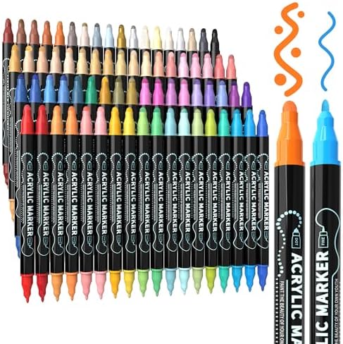 nauets 72 Colors Precision Dual Tip Acrylic Paint Markers Pens - Dot & Fine by nauets