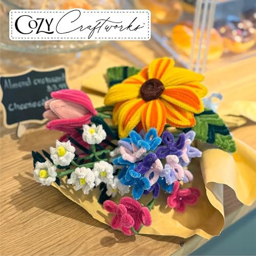 WeVeel Cozy Craftworks Chenille Stem Flower & Succulent Craft Kit for Adults – Create a Wildflower Bouquet and Succulent Box Garden – Relaxing DIY Botanical Arts & Crafts Set - Image 6