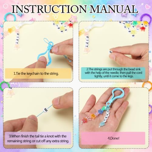 Landical 564 Pcs DIY Bead Keychain Kit Name Key Chain Making Craft - Image 2