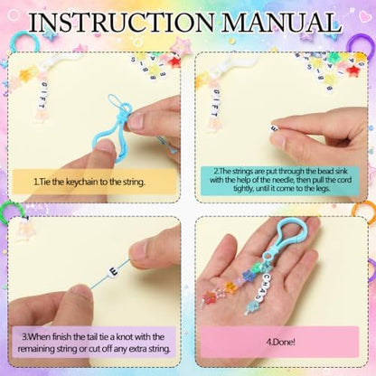 Landical 564 Pcs DIY Bead Keychain Kit Name Key Chain Making Craft - Image 2