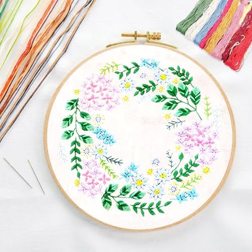 CREAWONDER Canvas Tote Bag Embroidery Kit with Pattern for Beginners, Arts and DIY Embroidery Crafts Kits for Adults, Include Instructions, Thimble, Embroidery Hoops, Color Threads and Tool - Image 3