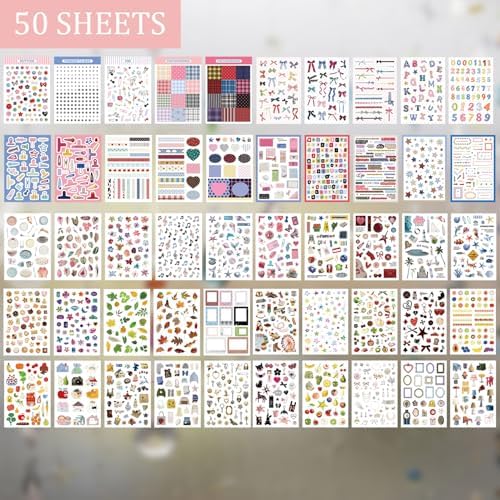 1900+ PCS Vintage Cute Scrapbook Sticker Book, 50 Sheets Retro & Ins Little Object Theme Korean Stickers for Scrapbooking, Art Scrapbook Supplies for Adults Teens Women Girls Junk Journal Journaling - Image 2