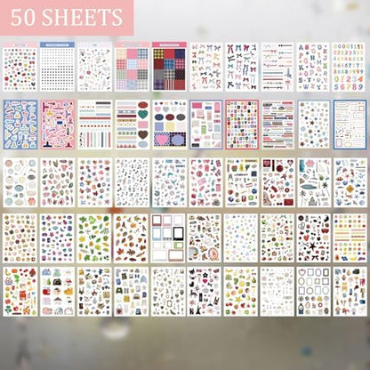 1900+ PCS Vintage Cute Scrapbook Sticker Book, 50 Sheets Retro & Ins Little Object Theme Korean Stickers for Scrapbooking, Art Scrapbook Supplies for Adults Teens Women Girls Junk Journal Journaling - Image 2