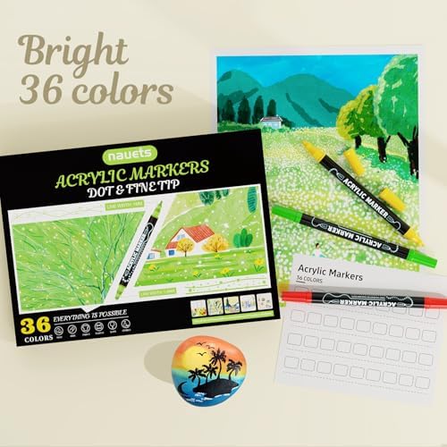 nauets 36 Colors Precision Dual Tip Acrylic Paint Markers Pens - Dot & Fine - Image 6