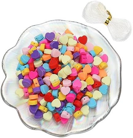 100pcs Mixed Heart Polymer Clay Spacer Beads for Women Jewelry Making DIY Bracelet Necklace Hair Clip Accessories Valentine's Day Gift (Heart) by LUBINGSHINE