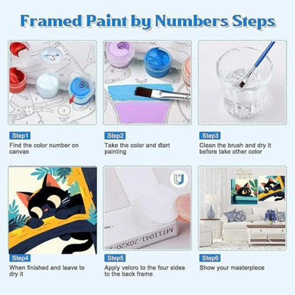 KYOQFVN Paint by Numbers Kit for Adults Framed - Black Cat Paint by Numbers for Adults with Frame, DIY Acrylic Easy Painting by Numbers for Home Wall Decor 8x8inch - Image 6