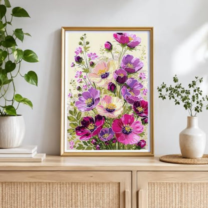 NXIKYO Framed Pink Flowers Paint by Numbers Kit for Adults Beginner, Purple Bouquet Easy Paint by Numbers Canvas with Frame, DIY Painting Kit for Relaxing Home Wall Decor Gift 8x12 Inch - Image 7