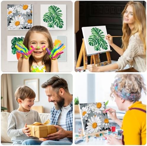 Lxmsja 4 Pack Bold Botanicals Paint by Numbers Kit for Adults, Easy Framed Paint by Numbers for Adults Beginner, DIY Acrylic Oil Painting Craft Kits for Home Wall Decor 8x8 inch - Image 5
