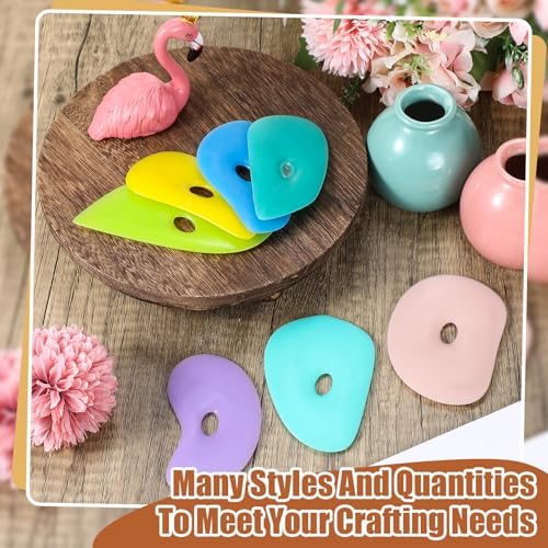 Sherr 21 Pcs Soft Ribs for Pottery Clay Silicone Rib Ceramics Tools Pottery Rubber Clay Ceramic Ribs for DIY Smooths Shapes Sculpting Tools, 7 Styles(Gentle Color,Mixed Style) - Image 5