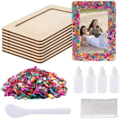 8 Packs DIY Mosaic Frame Craft Kit for 4*6 Photo,Wooden Picture Frames Kit by zjdbset