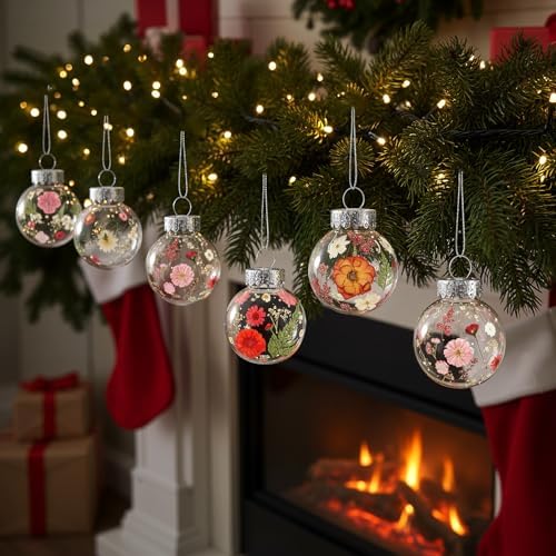 Gemscream 121 Pcs 20 Sets 2.36 inch Pressed Flower Craft Kit for Adults Womens Kit DIY Fillable Crafts Balls Dried Pressed Flowers Art Plastic Hanging Balls for Home Decor, Keepsake Crafts - Image 6