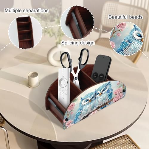 Diamond Art Painting Organizer Box, DIY Owls and Flowers Design Special Shape Diamond Partial Mosaic Handmade Making Kit Organizer Box, Modern Home Dining Living Room Table Top Decor Art Decoration - Image 4