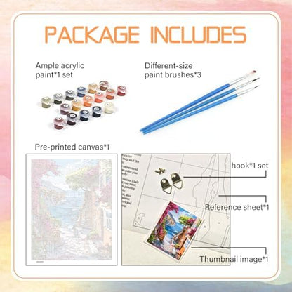 HITIRECOVI Seascape Town Paint by Number Adult,Canvas Paint by Numbers for Adults Seaside Landscape,DIY Acrylic Oil Paint by Number for Adults for Home Decor Gift 16x20 Inch - Image 5