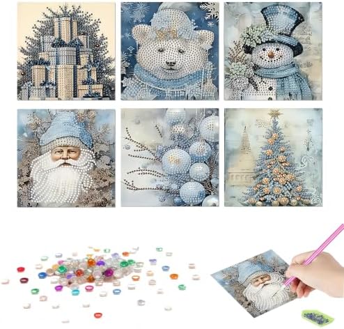 LSQFS Diamond Art Kits for Adults, 6Pcs Xmas Diamond Cards with Envelopes - Image 3