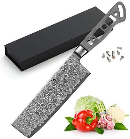 KATSURA Woodworking Project Kit – Nakiri Knife Blank – 7 Inch – Japanese Premium AUS 10, 67 Layers Damascus Steel by KatsuraCutlery