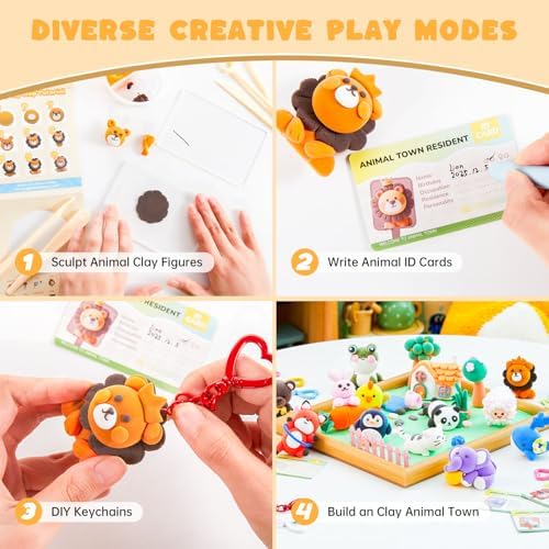 Shuttle Art Air Dry Clay for Kids - Zoo Town, 55 PCS Modeling Clay Kit with Sculpting Tools and Tutorials, Safe & Non-Sticky, Craft Gifts for Boys & Girls - Image 5