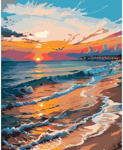 QUITEDEW Paint by Numbers Kits for Adults Seaside,16x20 Inch by QUITEDEW