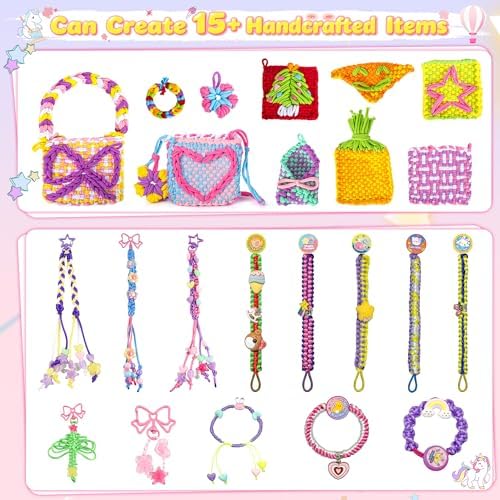Nicella Weaving Loom Kit, Craft Kits for Kids, 400 PCS Friendship Bracelet Making Kit for Girls, Pot Holders Weaving, Age 6-12 Year Old Girls Gifts, Bracelet Coaster Bag Weaving Making kit - Image 4