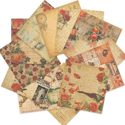 Vintage Scrapbook Paper 12 ×12 - 24 Sheets Double-Sided Rose Pattern Paper Junk Journal Scrapbooking CardStock Papers Supplies for Holiday Cardmaking DIY Decorative Craft Papers. - Image 2