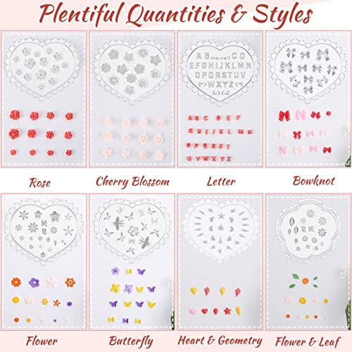 Zeyune 16 Pcs Summer Small Flower Polymer Clay Molds, Mini 3D Silicone Resin Casting Molds for Earring Making Jewelry DIY, Includes Alphabet, Flower, Heart and Bow Shapes(Cameo & Rose) - Image 2