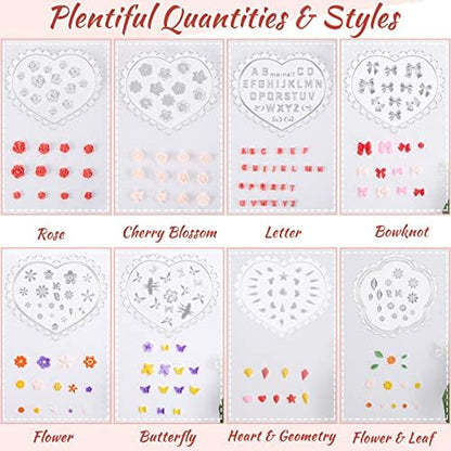 Zeyune 16 Pcs Summer Small Flower Polymer Clay Molds, Mini 3D Silicone Resin Casting Molds for Earring Making Jewelry DIY, Includes Alphabet, Flower, Heart and Bow Shapes(Cameo & Rose) - Image 2