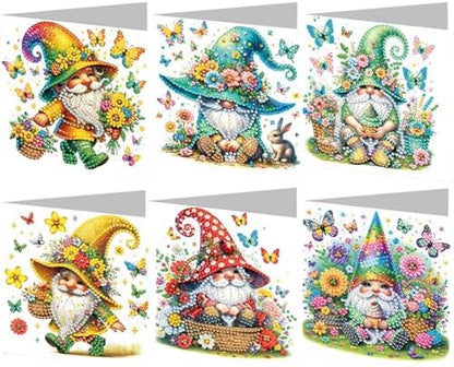 6 Pcs Diamond Painting Greeting Cards Kit Flower Gnome Butterfly with Envelopes, 5D DIY Special Shaped Rhinestone Art Card Making Kits for Adults, Holiday Blessing Postcards, Creative Craft Gifts by Unknown