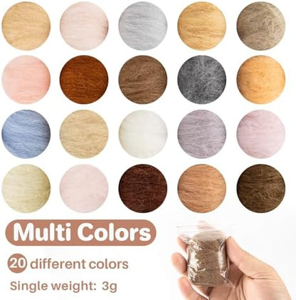 Sukh 40Packs Felting Wool Roving - 20 Colors Needle Wool Felt for Craft - Image 2