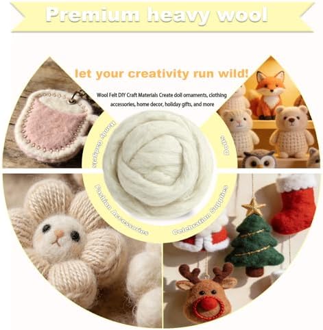 Wool Roving-3.5oz Needle Felting Wool, Soft Multi-Color Wool Fiber, Perfect Felting Wool Pure Wool, Chunky Yarn, for DIY Crafts, NeedleFelting Projects,and Artwork (Coconut Milk) - Image 3