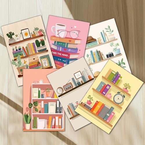 Aihonmin Bookshelf 6 Pack Paint by Numbers for Adults Books DIY Painting on Canvas with Brushes Pigment Crafts DIY Acrylic Paintwork Home Decoration Gift for Book Lovers 8x11.8 Inch (Frameless) - Image 4