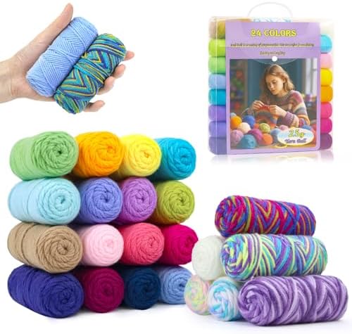 Lewhoo Crochet Kits for Beginner, 25g×24 Yarn Bundles by lewhoo