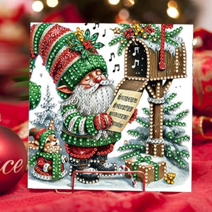 Diamond Art Christmas Cards Kit, 6PCS DIY Diamond Painting Christmas Cards with Envelopes, 5D Diamond Dot Greeting Cards for Adults, Xmas Card for Holiday Crafting Gifts (Xmas Gnome) - Image 7