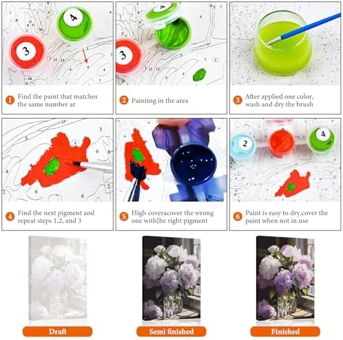 Fountor Flower Paint by Numbers Kit for Adults Beginner 16x20 Inch - Image 6