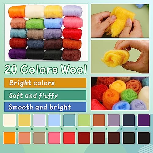 Mayboos Needle Felting Kit, Wool Roving 20 Colors Set - Image 2