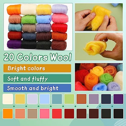 Mayboos Needle Felting Kit, Wool Roving 20 Colors Set - Image 2