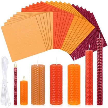Yuntau 24 Pcs Autumn Beeswax Candle Making Kit, 8"x 8", Fall Color by Yuntau