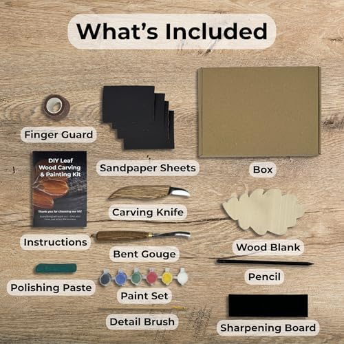 Sharky DIY Oak Leaf Wood Carving Kit for Beginners - Image 2