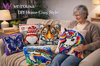 veirousa Butterfly Latch Hook Kits for Adults Beginners, Pre-Printed Canvas - Image 3
