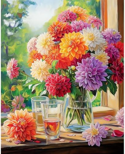 Natuyalo Paint by Numbers Kit for Adults - Flowers Adult Paint by Number Kits on Canvas for Beginners, DIY Acrylic Number Painting Kits for Home Wall Decor Gift 16x20 inch by Natuyalo