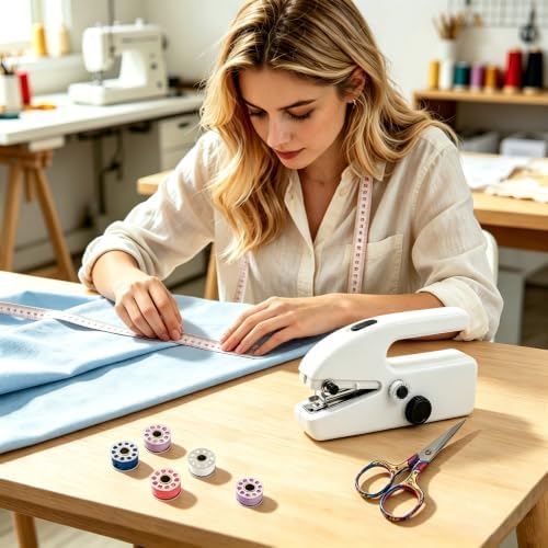 Hand Held Sewing Machine for Adults & Beginners, with a 15 PCS Basic Sewing Kit, Portable Mini Hand Sewing Machine, Dual Power (AC/DC) for Quick Repairs, DIY Projects on Clothes, Jeans, Home & Travel - Image 2