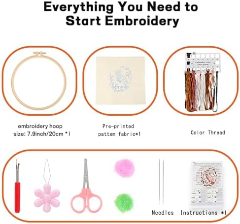 Beginner Owl Embroidery Kit for Adults, Pre-Printed with Video Tutorial - Image 3
